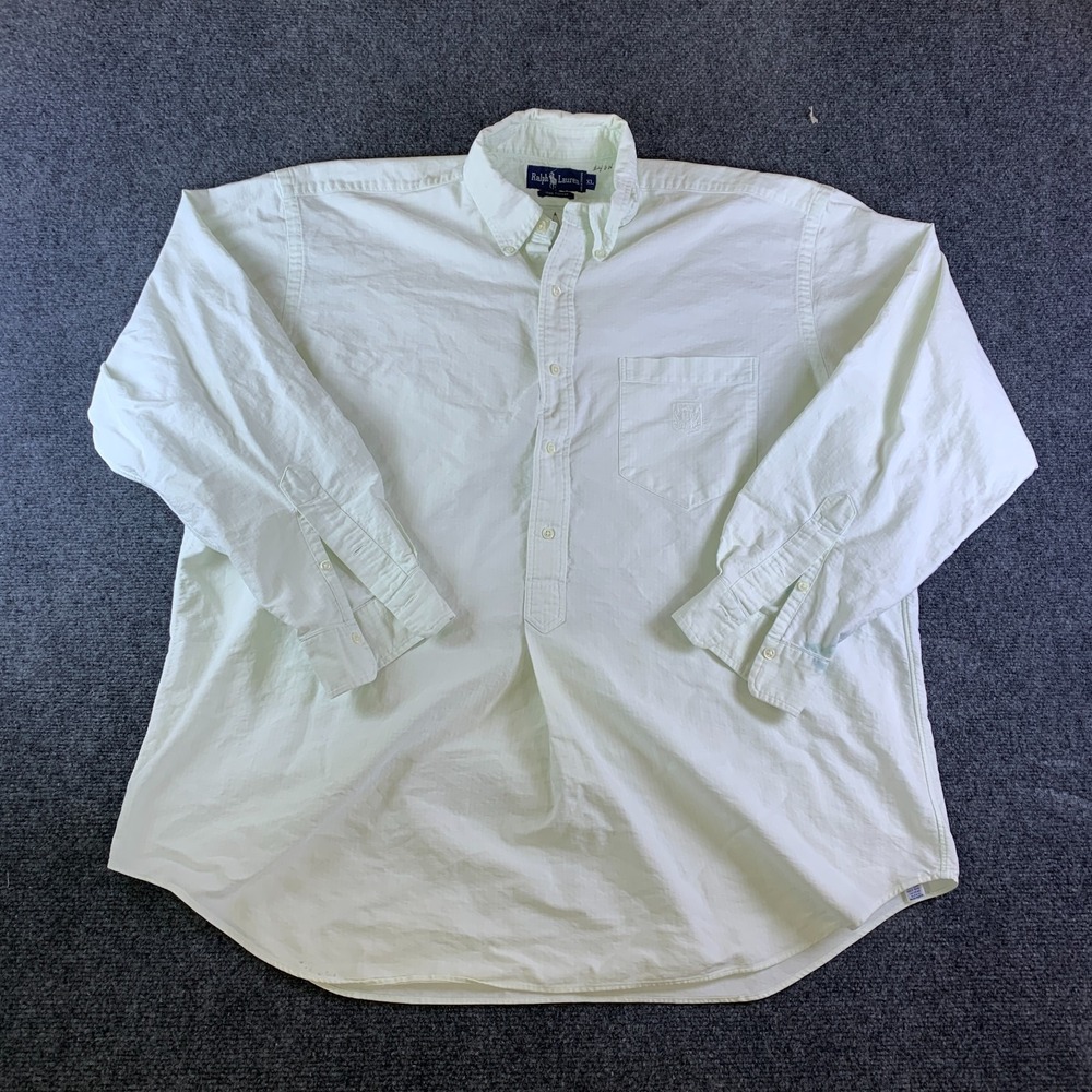 Polo Ralph Lauren Oxford Shirt Mens XL Pale Green Good Vintage 90s Crest Logo